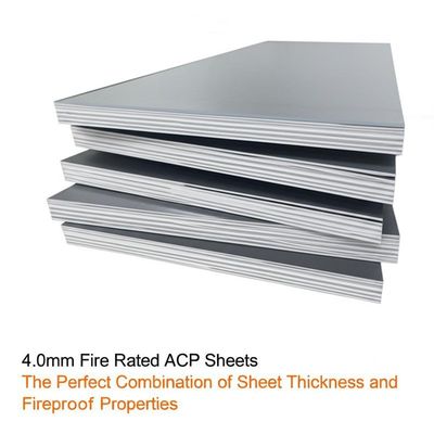 4.0mm Fire Rated ACP Sheets with Non-combustible Plastic Core and Polyester Coating for Easy Maintenance